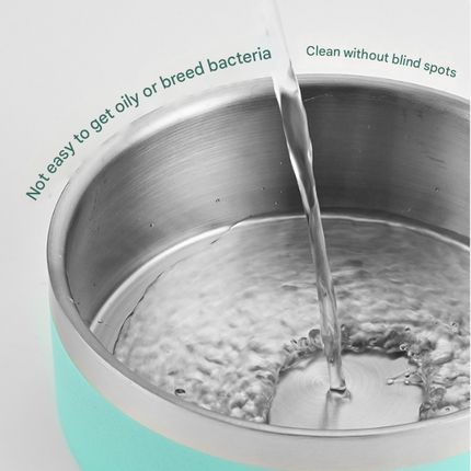Black and Silver Premium 304 Stainless Steel Pet Bowl (64oz) - Non-Slip, Anti-Tip Food & Water Dish for Dogs & Cats - Durable & Easy Clean.