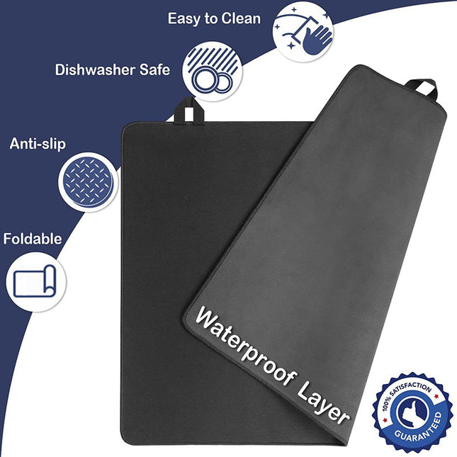 Black Premium Heat Resistant Stovetop Protector Mat - Waterproof, Anti-Slip & Easy Clean Kitchen Guard (42x28cm).