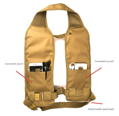 Black Ultimate 12-Can Beverage Carrier Vest - Hands-Free Outdoor Party Backpack.