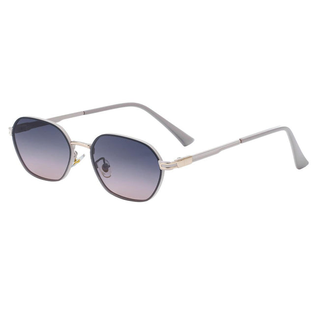Purple Gradient Lenses Chic Oval Sunglasses for Women - UV400 Protection Lightweight Metal Frame, Comfortable Design.