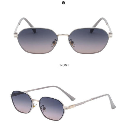 Purple Gradient Lenses Chic Oval Sunglasses for Women - UV400 Protection Lightweight Metal Frame, Comfortable Design.