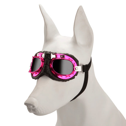 Pink Frame Black Film Retro Pet Goggles - UV Protection Sunglasses for Small Medium Dogs & Cats, Windproof Shatterproof Eye Protection.