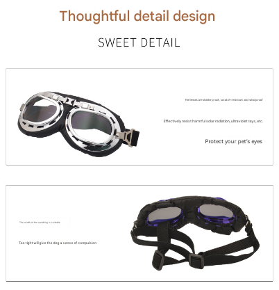 Pink Frame Black Film Retro Pet Goggles - UV Protection Sunglasses for Small Medium Dogs & Cats, Windproof Shatterproof Eye Protection.