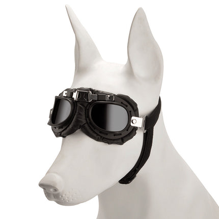 Black Frame Black Film Retro Pet Goggles - UV Protection Sunglasses for Small Medium Dogs & Cats, Windproof Shatterproof Eye Protection.