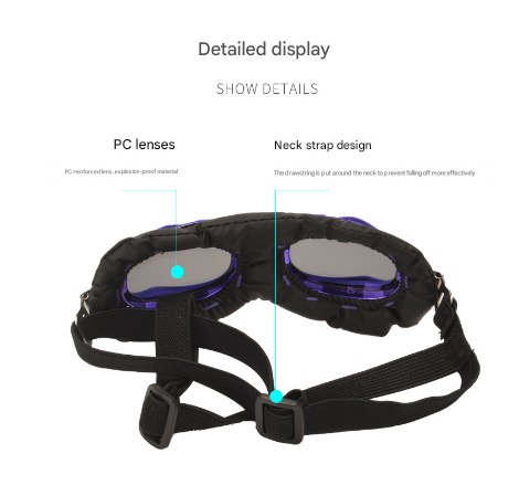 Black Frame Black Film Retro Pet Goggles - UV Protection Sunglasses for Small Medium Dogs & Cats, Windproof Shatterproof Eye Protection.