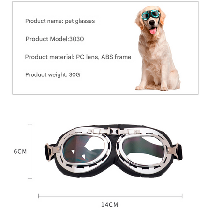 Blue Frame Black Film Retro Pet Goggles - UV Protection Sunglasses for Small Medium Dogs & Cats, Windproof Shatterproof Eye Protection.