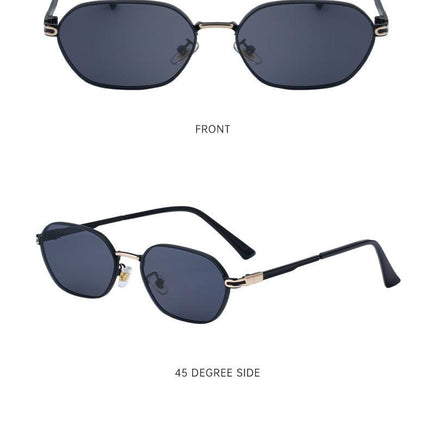 Blue Lenses Chic Oval Sunglasses for Women - UV400 Protection Lightweight Metal Frame, Comfortable Design.
