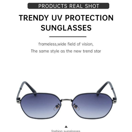 Blue Lenses Chic Oval Sunglasses for Women - UV400 Protection Lightweight Metal Frame, Comfortable Design.