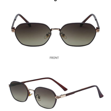Dark Green Gradient Lenses Chic Oval Sunglasses for Women - UV400 Protection Lightweight Metal Frame, Comfortable Design.