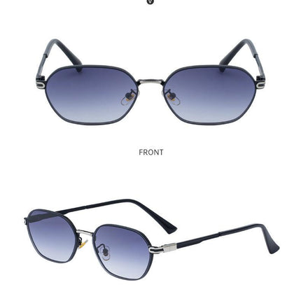 Blue Gradient Lenses Chic Oval Sunglasses for Women - UV400 Protection Lightweight Metal Frame, Comfortable Design.