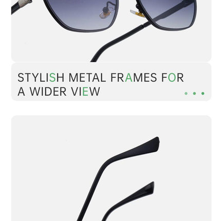 Blue Gradient Lenses Chic Oval Sunglasses for Women - UV400 Protection Lightweight Metal Frame, Comfortable Design.