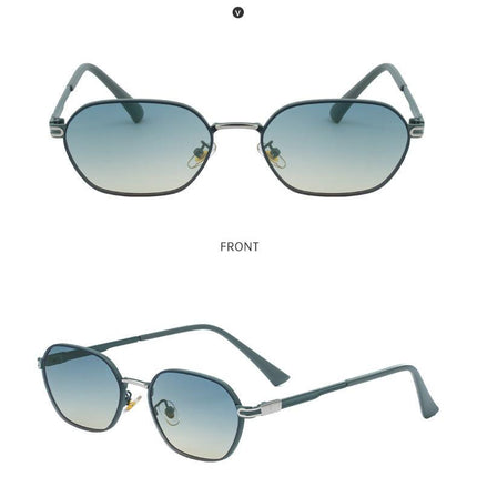 Green Gradient Lenses Chic Oval Sunglasses for Women - UV400 Protection Lightweight Metal Frame, Comfortable Design.