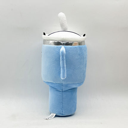 Blue Plush Travel Mug Squeaky Dog Toy - Soft Polyester Chew Toy for Boredom Relief & Interactive Fun - 31cm.
