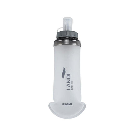 Grey and White Ultra-Lightweight 350ml Soft Running Flask - BPA-Free Collapsible TPU Water Bottle for Hiking, Cycling & Outdoor Sports.