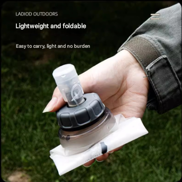 Grey and White Ultra-Lightweight 350ml Soft Running Flask - BPA-Free Collapsible TPU Water Bottle for Hiking, Cycling & Outdoor Sports.