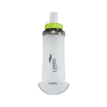 Green and White Ultra-Lightweight 350ml Soft Running Flask - BPA-Free Collapsible TPU Water Bottle for Hiking, Cycling & Outdoor Sports.