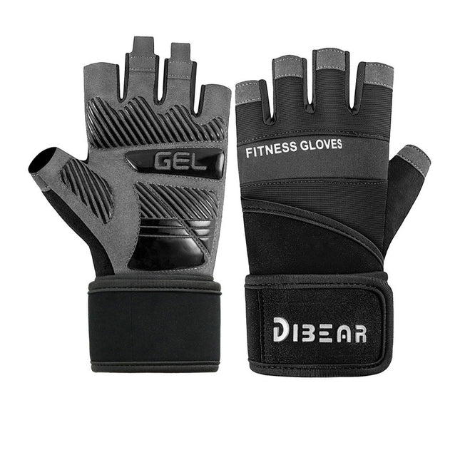 Size XL Black Heavy Duty Workout Gloves with Wrist Support - Anti-Slip Gel Padded Gym Gloves for Weightlifting, Training & Fitness.