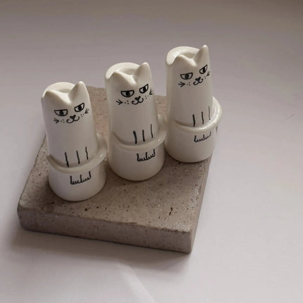 3 Pcs White And Black Adorable Sassy Cat Mini Bud Vase - Whimsical Resin Figurine Flower Holder for Single Stem - Cute Home & Desk Decor Accent.
