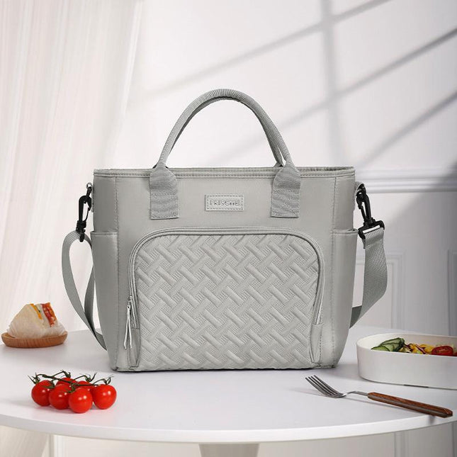 Grey Chic Insulated Lunch Tote Bag - 11L Large Capacity Cooler for Work, Picnic & Travel - Durable Oxford Fabric.
