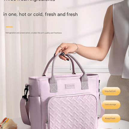 Grey Chic Insulated Lunch Tote Bag - 11L Large Capacity Cooler for Work, Picnic & Travel - Durable Oxford Fabric.