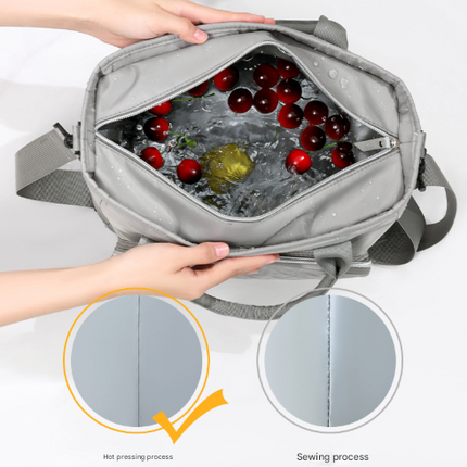 Grey Chic Insulated Lunch Tote Bag - 11L Large Capacity Cooler for Work, Picnic & Travel - Durable Oxford Fabric.