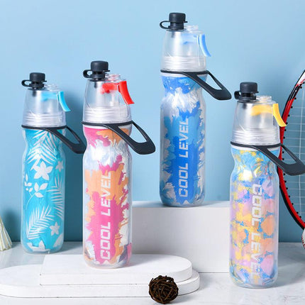 Yellow 500ML Insulated Sports Water Bottle with Cooling Mist - Triple-Layer Design Keeps Drinks Cold for Hours - Portable PE Misting Bottle.