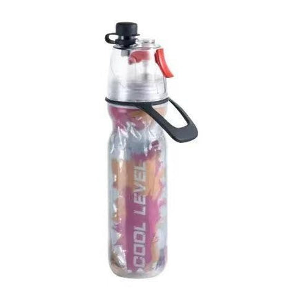 Red 500ML Insulated Sports Water Bottle with Cooling Mist - Triple-Layer Design Keeps Drinks Cold for Hours - Portable PE Misting Bottle.