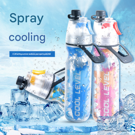 Red 500ML Insulated Sports Water Bottle with Cooling Mist - Triple-Layer Design Keeps Drinks Cold for Hours - Portable PE Misting Bottle.