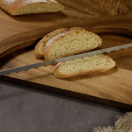 2 Pcs Brown Artisan Wooden Bread Bow Knife - Serrated Stainless Steel Slicer for Effortless Crumb-Free Cutting.