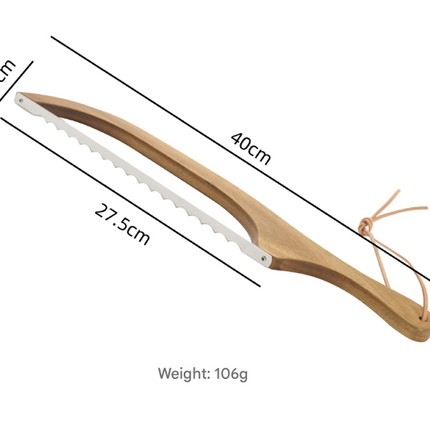 2 Pcs Khaki Artisan Wooden Bread Bow Knife - Serrated Stainless Steel Slicer for Effortless Crumb-Free Cutting.