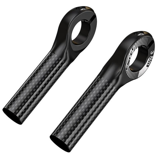 Black Ultralight Carbon Fiber Bicycle Bar Ends - Ergonomic Anti-Slip Grips for MTB & Hybrid Bikes (22.2mm).