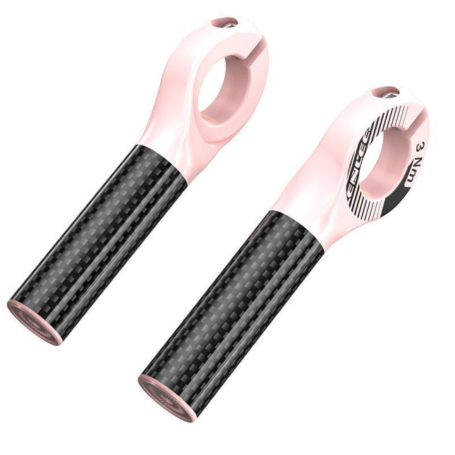 Black and Pink Ultralight Carbon Fiber Bicycle Bar Ends - Ergonomic Anti-Slip Grips for MTB & Hybrid Bikes (22.2mm).