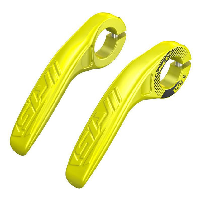 Fluorescent Yellow Ultralight Ergonomic Bike Bar Ends - High-Strength Composite Horn Grips (22.2mm).