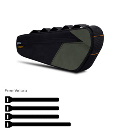 Black and Green Waterproof Bicycle Frame Bag - 2.5L Slim Top Tube Storage Pouch for Cycling Essentials.