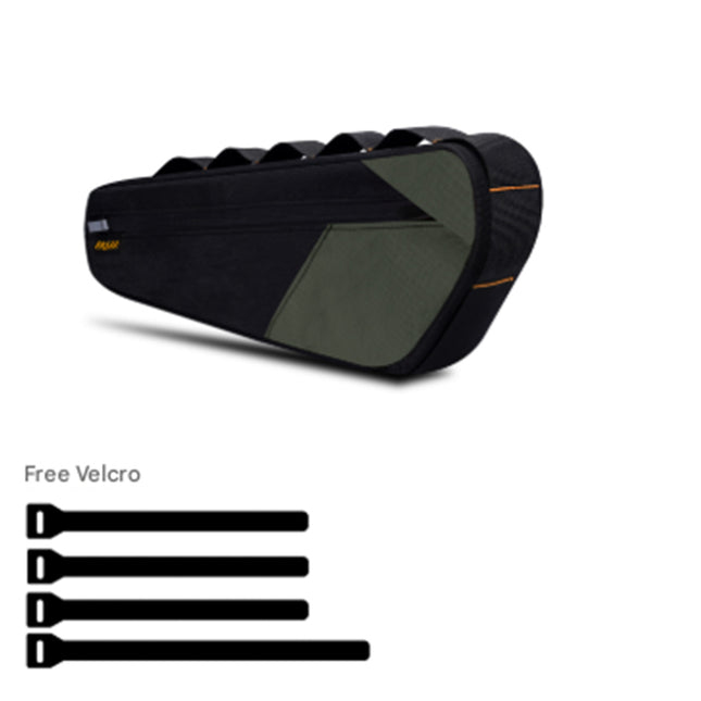 Black and Green Waterproof Bicycle Frame Bag - 2.5L Slim Top Tube Storage Pouch for Cycling Essentials.