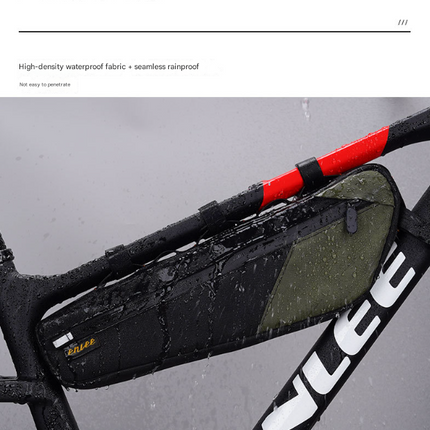 Black and White Waterproof Bicycle Frame Bag - 2.5L Slim Top Tube Storage Pouch for Cycling Essentials.