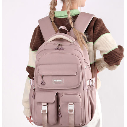 Light Purple Large Capacity Waterproof Student Backpack - Fits 15-Inch Laptop, Multi-Pocket Travel Daypack.