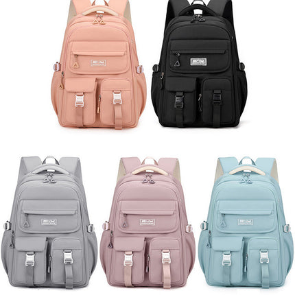 Light Purple Large Capacity Waterproof Student Backpack - Fits 15-Inch Laptop, Multi-Pocket Travel Daypack.
