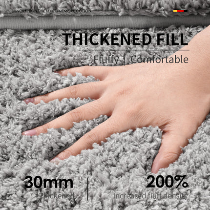 Grey Ultra Absorbent Plush Bath Mat - Non-Slip Bathroom Rug with Innovative Foot Drying Pocket.