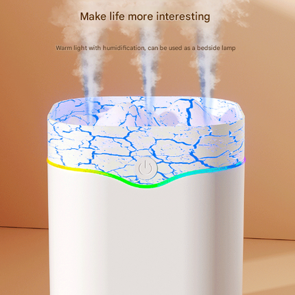 Green Volcano Style 2L Cool Mist Humidifier - Triple Nozzle with RGB LED & Quiet Operation.