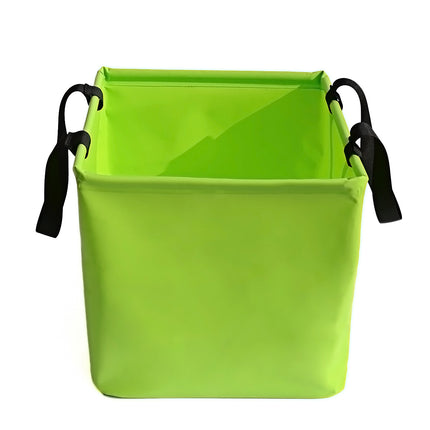 Green 25L Collapsible Bucket - Heavy-Duty PVC Waterproof Folding Pail for Fishing, Camping & Car Washing.
