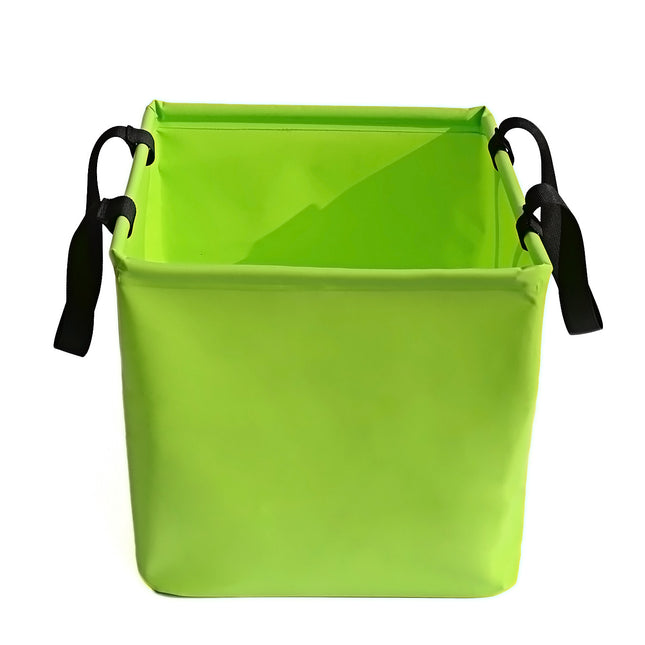 Green 25L Collapsible Bucket - Heavy-Duty PVC Waterproof Folding Pail for Fishing, Camping & Car Washing.