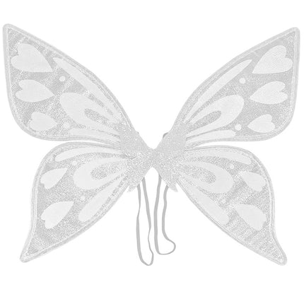 White Sparkling Fairy Wings - Lightweight Glitter Butterfly Costume Accessory for Kids & Adults.