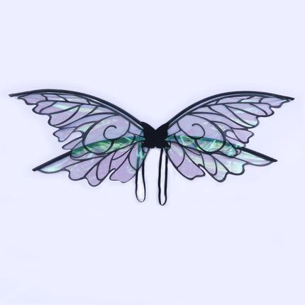 Black Enchanting Iridescent Fairy Wings - Sparkle Butterfly Elf Wings for Costume Parties, Cosplay & Dress-Up Fun.