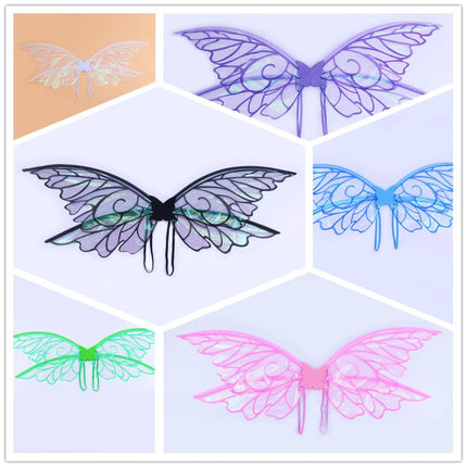 Black Enchanting Iridescent Fairy Wings - Sparkle Butterfly Elf Wings for Costume Parties, Cosplay & Dress-Up Fun.