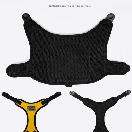 Size L Black and Yellow Ultimate Dog Harness Vest with Backpack - Padded, Reflective & Adjustable for Medium to Large Breeds.