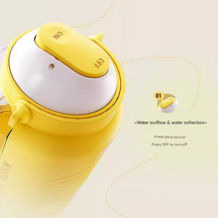 Yellow Large Capacity 2-in-1 Pet Travel Water & Food Bottle Dispenser - Portable Outdoor Dog Feeder with Shoulder Strap.