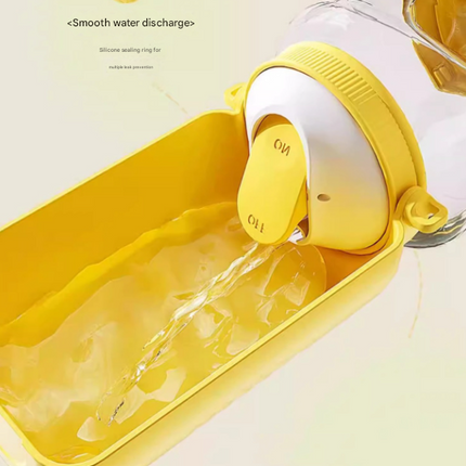Yellow Large Capacity 2-in-1 Pet Travel Water & Food Bottle Dispenser - Portable Outdoor Dog Feeder with Shoulder Strap.