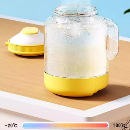 Yellow Large Capacity 2-in-1 Pet Travel Water & Food Bottle Dispenser - Portable Outdoor Dog Feeder with Shoulder Strap.