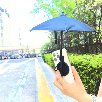Yellow Magnetic Phone Umbrella Sun Shade - Clear Outdoor Screen Visor, Anti-Glare Mini Parasol for iPhone.